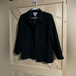 Women’s Vintage Pendleton Virgin Wool Blue Green Plaid Blazer‎ Jacket Size 12